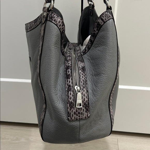 Coach (EUC) Kristy Shoulder Bag in Granite & Snake Embossed Leather Trim - Picture 8 of 14